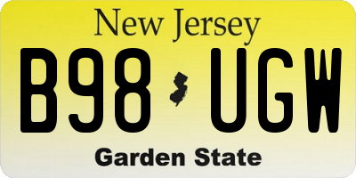 NJ license plate B98UGW