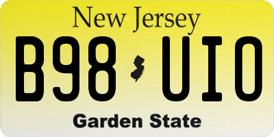 NJ license plate B98UIO