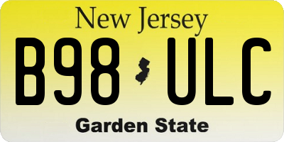 NJ license plate B98ULC