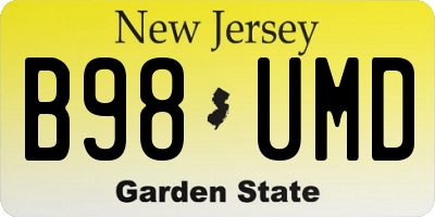 NJ license plate B98UMD