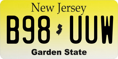 NJ license plate B98UUW