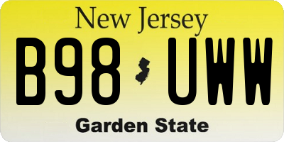 NJ license plate B98UWW