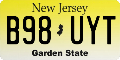 NJ license plate B98UYT