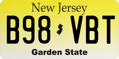NJ license plate B98VBT