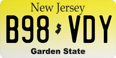 NJ license plate B98VDY