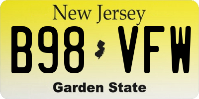 NJ license plate B98VFW