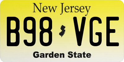 NJ license plate B98VGE