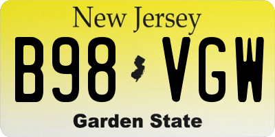 NJ license plate B98VGW