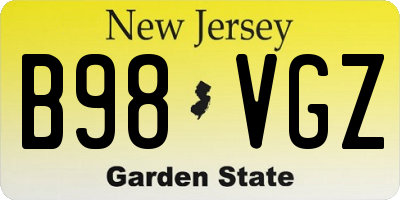 NJ license plate B98VGZ