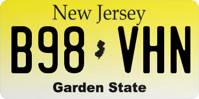 NJ license plate B98VHN