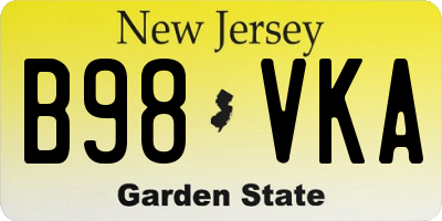 NJ license plate B98VKA