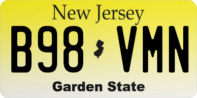 NJ license plate B98VMN