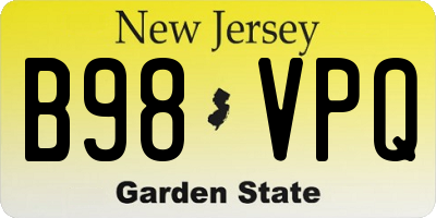 NJ license plate B98VPQ