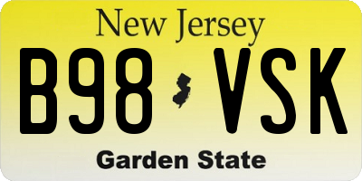 NJ license plate B98VSK