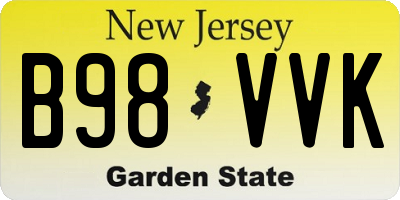 NJ license plate B98VVK