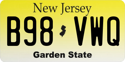 NJ license plate B98VWQ