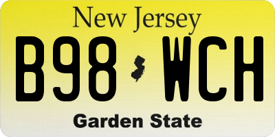 NJ license plate B98WCH