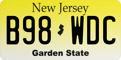 NJ license plate B98WDC