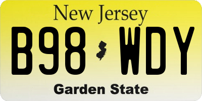 NJ license plate B98WDY