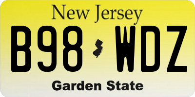 NJ license plate B98WDZ
