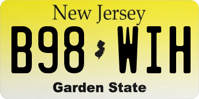 NJ license plate B98WIH