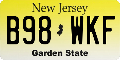 NJ license plate B98WKF