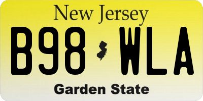 NJ license plate B98WLA