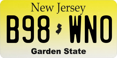 NJ license plate B98WNO