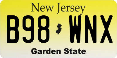 NJ license plate B98WNX