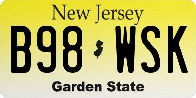 NJ license plate B98WSK