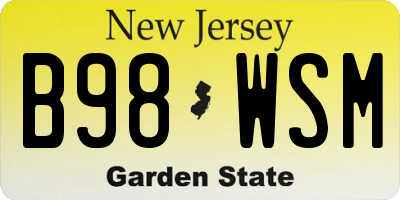 NJ license plate B98WSM
