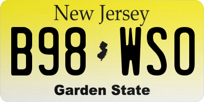 NJ license plate B98WSO