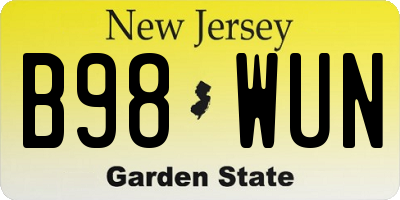 NJ license plate B98WUN