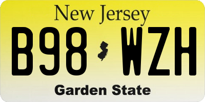 NJ license plate B98WZH