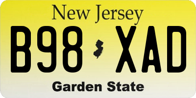 NJ license plate B98XAD