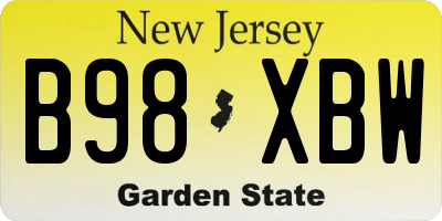 NJ license plate B98XBW