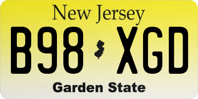NJ license plate B98XGD
