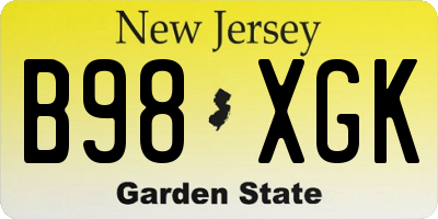 NJ license plate B98XGK