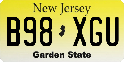 NJ license plate B98XGU