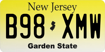 NJ license plate B98XMW