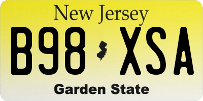 NJ license plate B98XSA