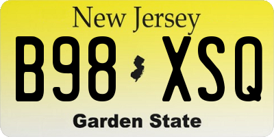 NJ license plate B98XSQ