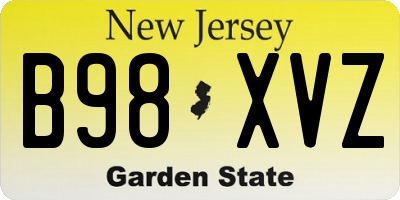NJ license plate B98XVZ