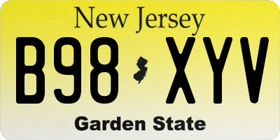 NJ license plate B98XYV
