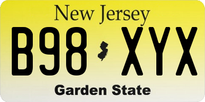 NJ license plate B98XYX