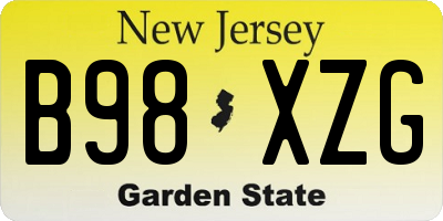 NJ license plate B98XZG