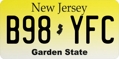 NJ license plate B98YFC
