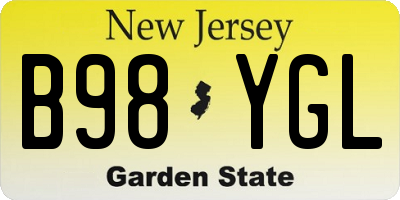 NJ license plate B98YGL