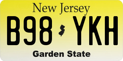 NJ license plate B98YKH