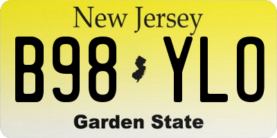 NJ license plate B98YLO